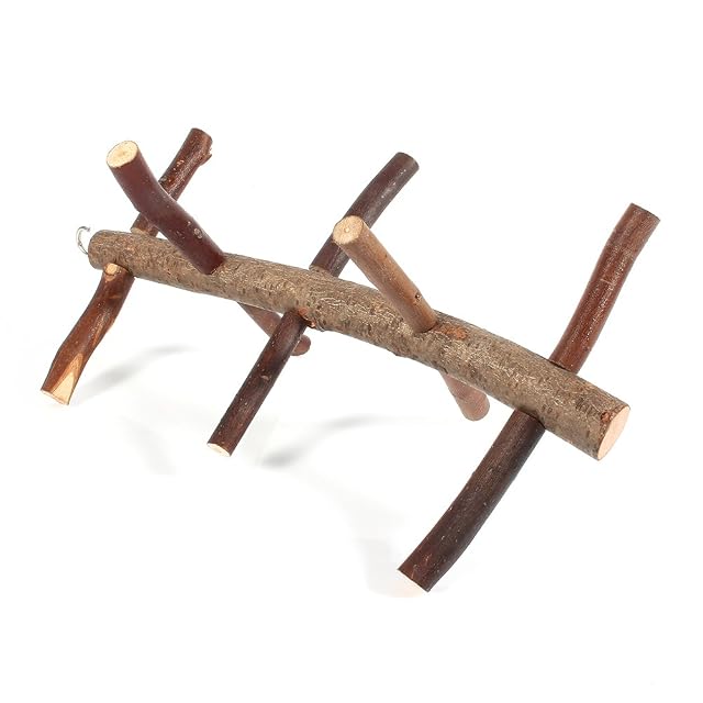 Foto 4 de 8 de Yosoo Parrot Pájaros Perchas,Paw Grinding Juguetes Cage Stand Juguetes Colgantes,Ramas De Actividad De Madera…