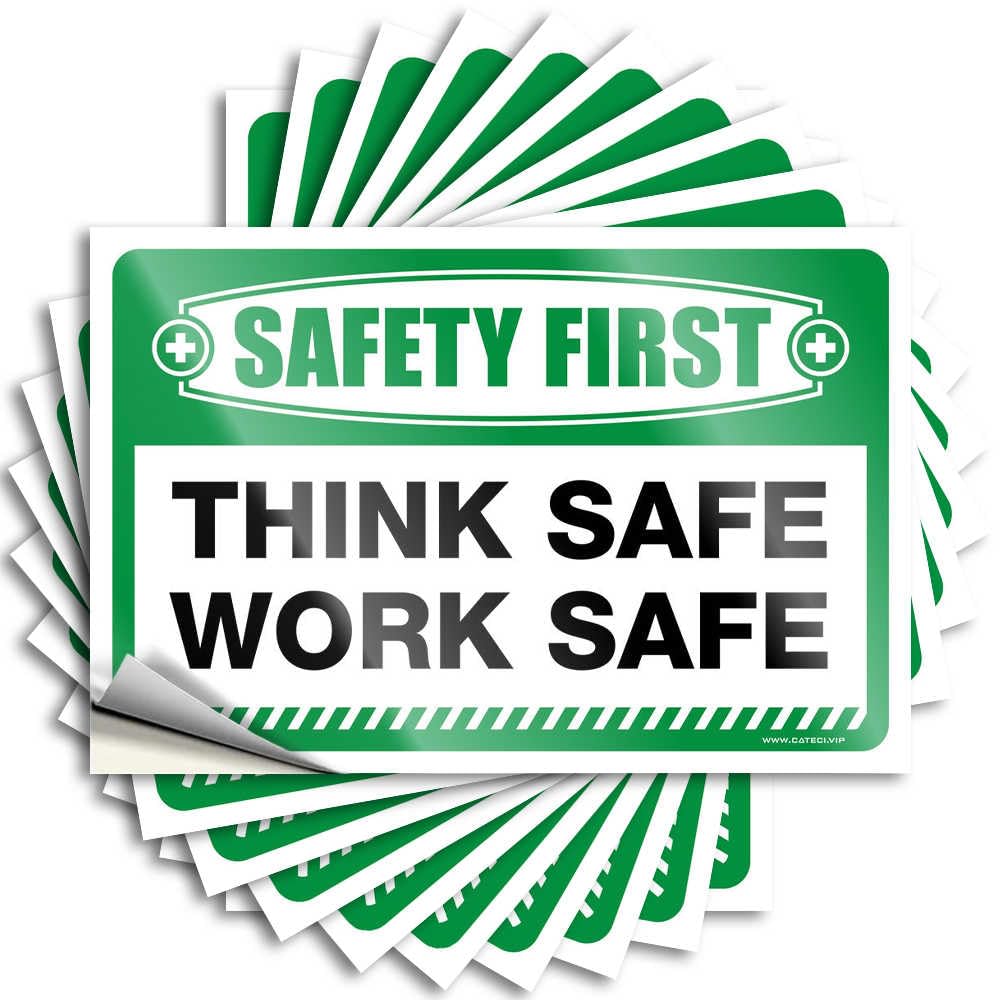Funny Car Decals Safety First Think Safe Work Safe Stickers 10Pcs Car Decals Car Stickers for Women(12X18CM)