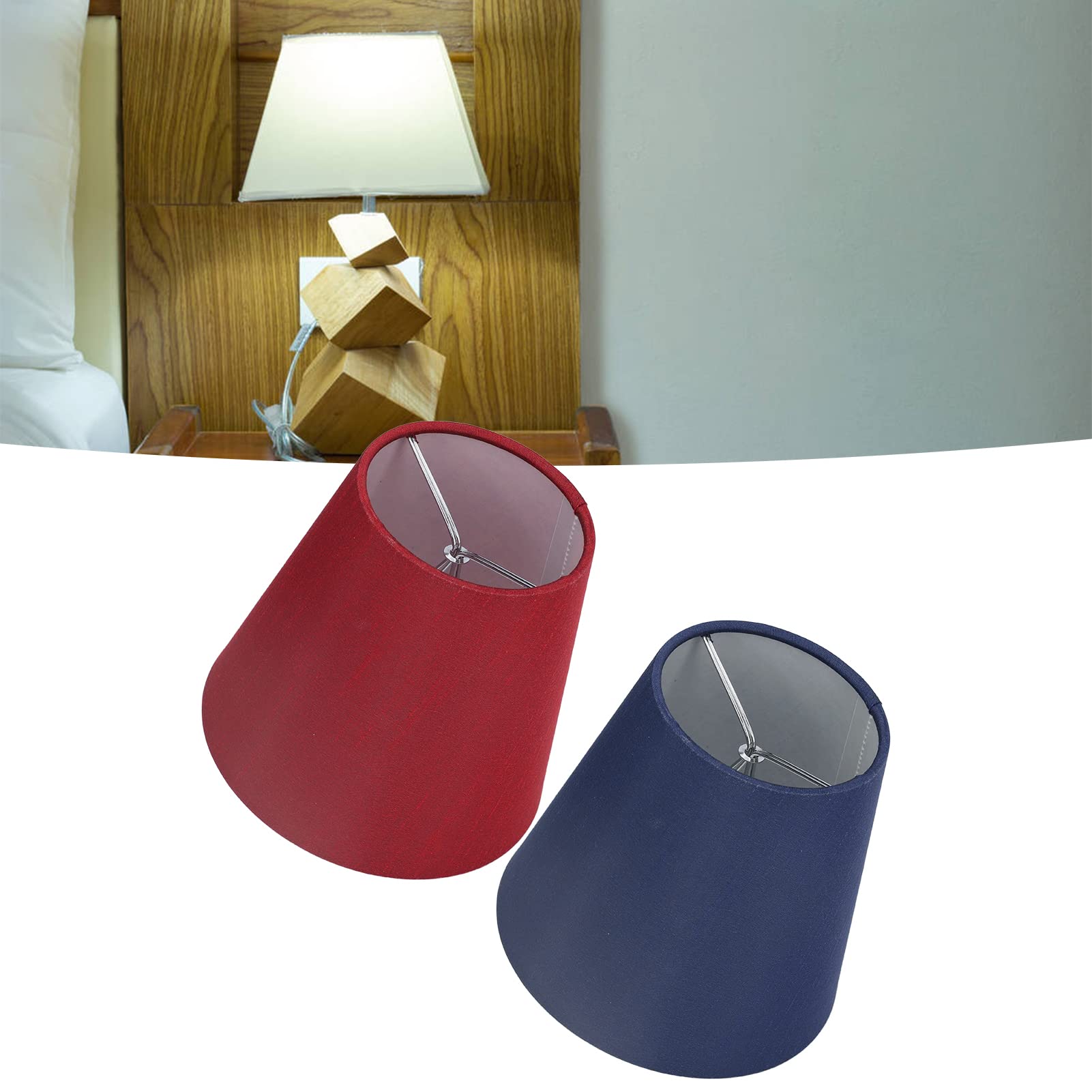 Paralumi in Tessuto, Piccoli Paralumi a Clip per Lampadario E14, Copertura per Lampadina Pendente, 6 Pezzi, Tessuto di Cotone Nero for Comodino, Parete, Soggiorno