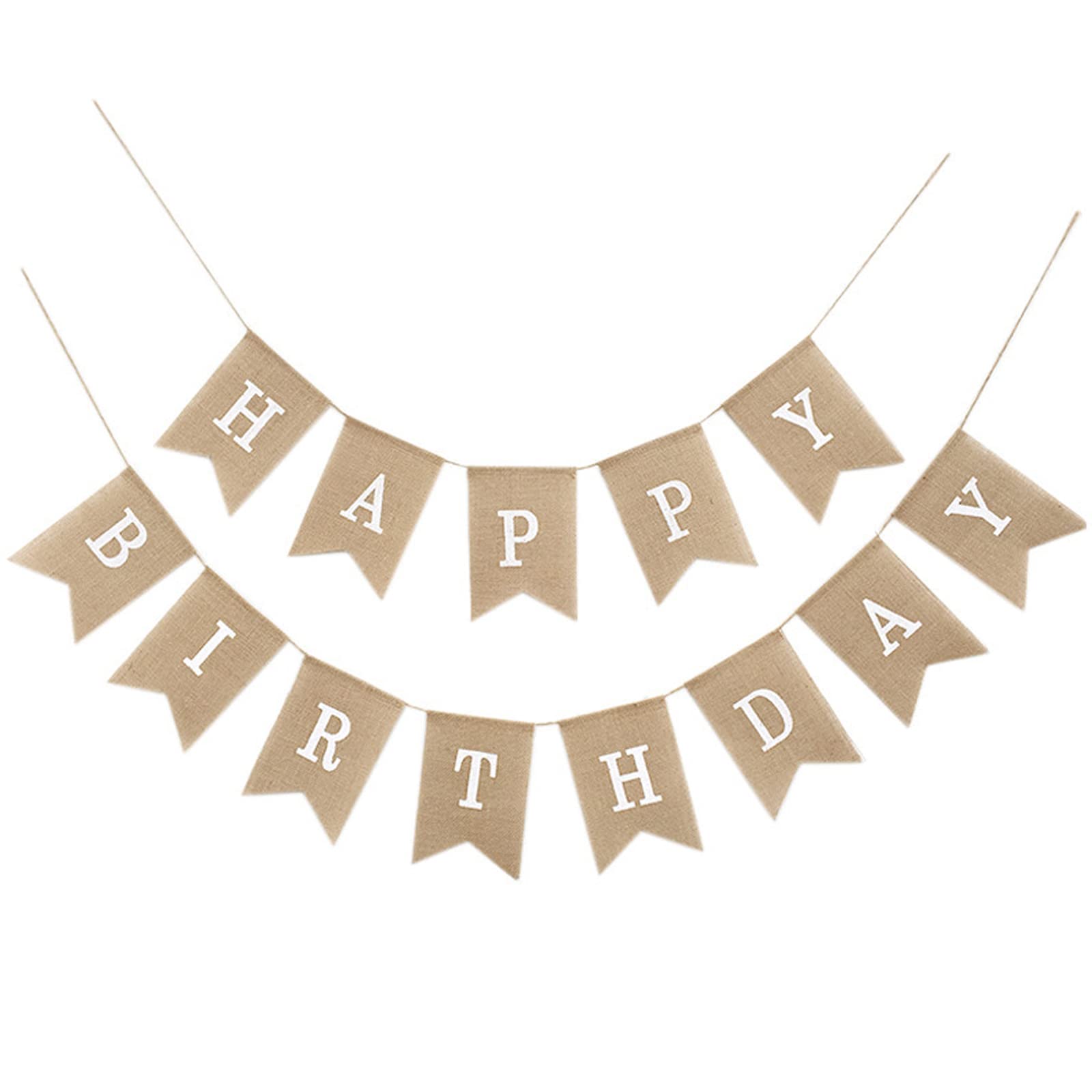 qingmeng Happy Birthday Banner Sign, Vintage Jute Hanging Bunting Happy Birthday Decorations Reusable for Indoor and Outdoor Girls Women Adult Kids Parties