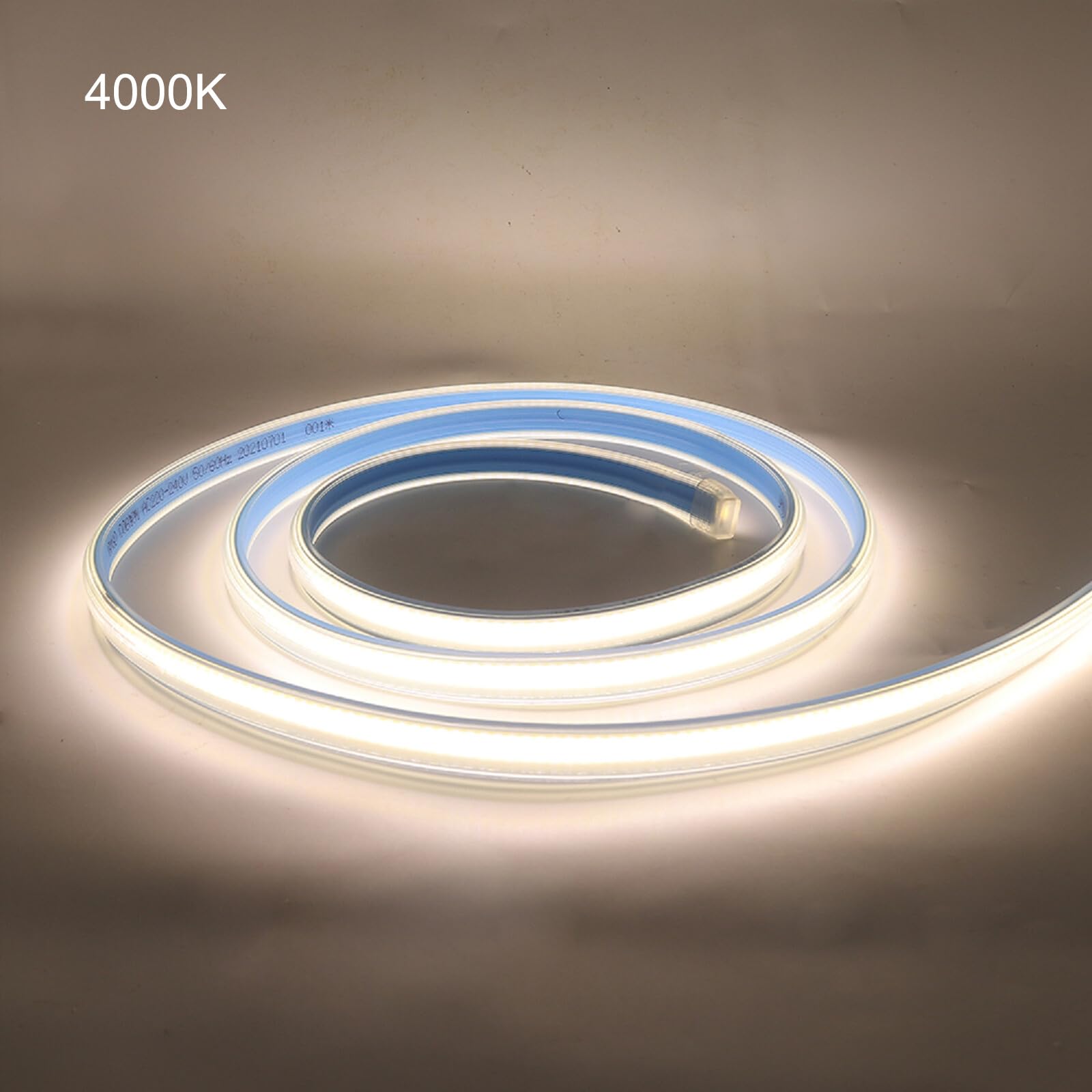 XUNATA 220V COB LED Streifen, Hohe Helligkeit 280 LEDs/m, IP65 Wasserdicht, Je 50cm Schneide, Flexibel LED Streifen Beleuchtung (Naturweiß, 10m)