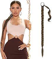 Vista 125 de BARSDAR Extensión de Cola de Caballo Trenzada de 30 Pulgadas de Largo - Extensiones de Cabello de Cola de Caballo Trenzada Rubia Recta Envolvente