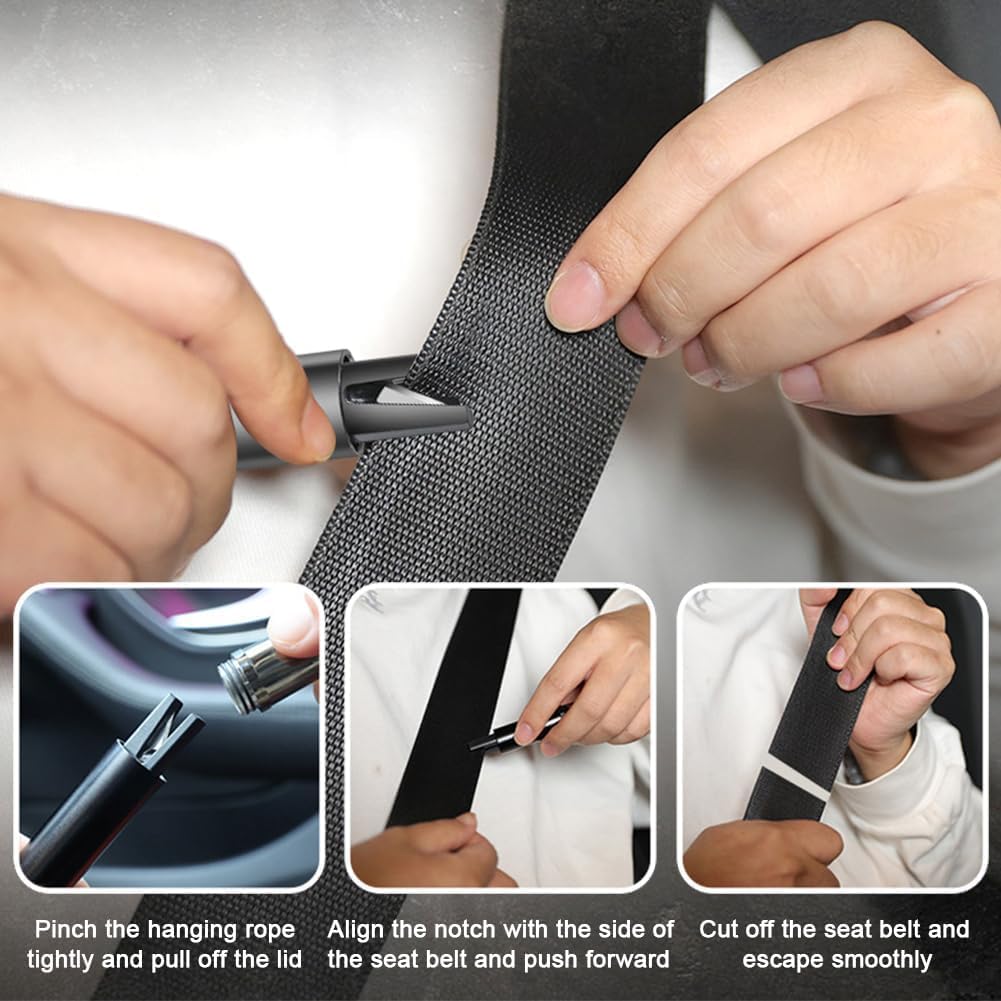 Emergency Car Hammer with Seatbelt Cutter – 2-in-1 Car Accessory, Safety Tool for Car/Bus, 2-Pack