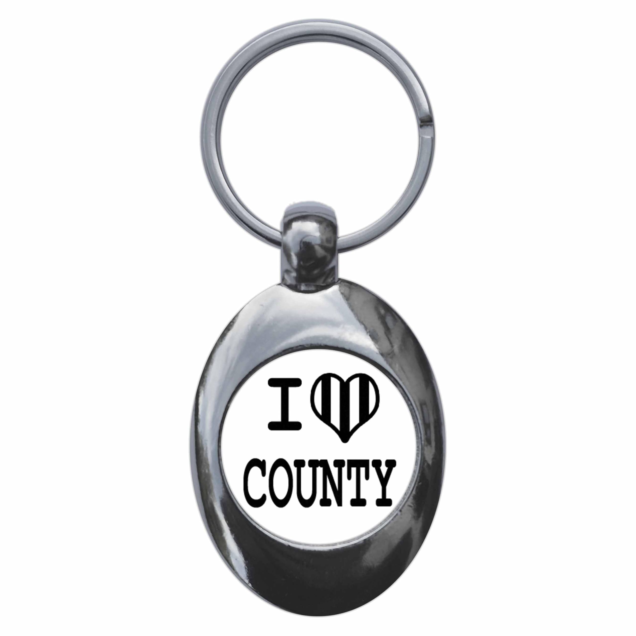 Ozorath I Heart Love County Keyring Keychain With Trolley Coin f