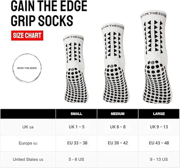 Gain The Edge Football Grip Socks 3.0-2pc and 4pc Set - Non Slip Football Socks - Updated Model - 2