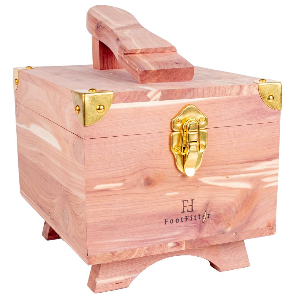 FootFitter Grand Cedar Shoe Shine Box – Valet Storage Box for Shoe