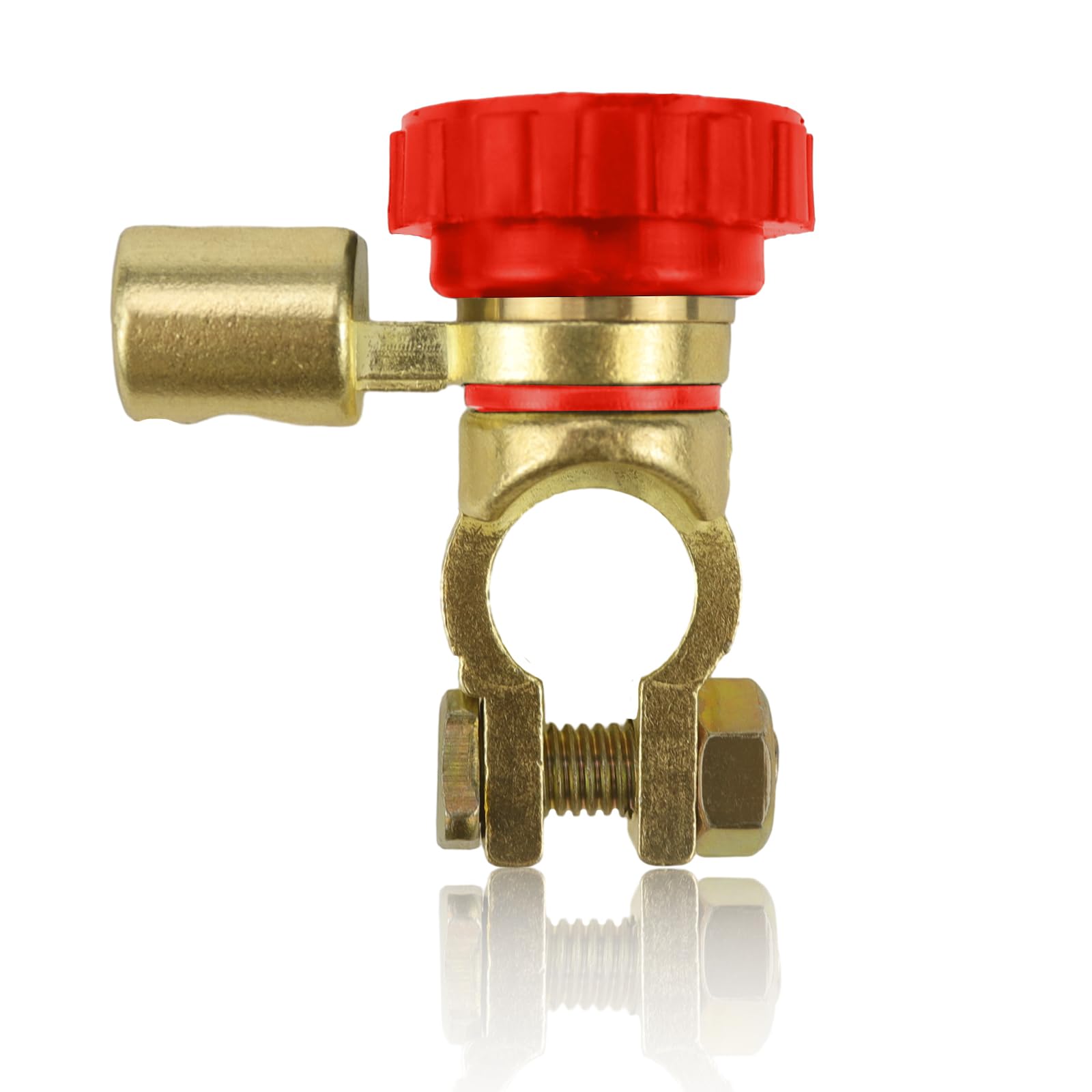 Batterieschalter Auto Batterietrennschalter Zinklegierung Batterie Trennschalter 12v Batterieklemme, für 15.5-17 mm Autobatteriekopf (Rot)