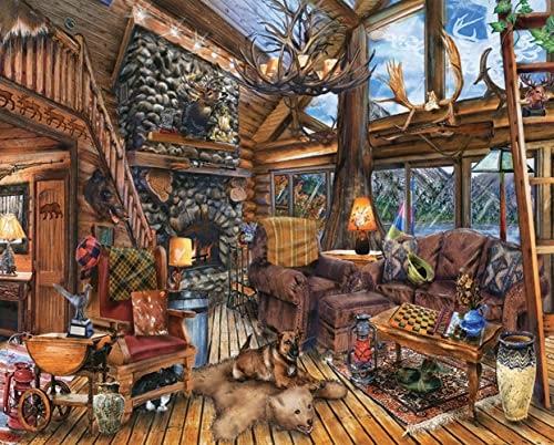 Springbok Puzzles - The Hunting Lodge - 1000 Piece Jigsaw Puzzle - Large 30 Inches by 24 Inches Puzzle - Made in USA - Unique Cut Interlocking Pieces by Springbok - Used condition - US$8.51