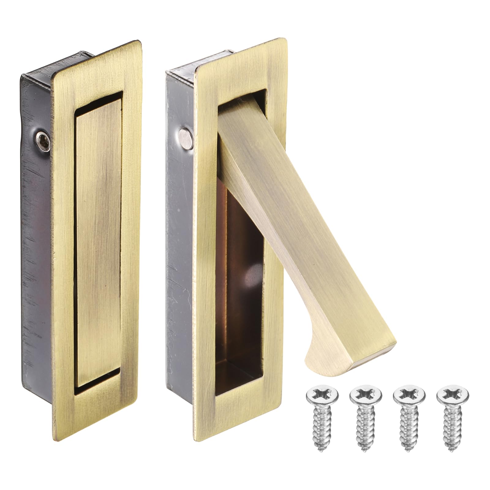 sourcing map 2Pcs Pocket Door Handles, 80x22x16mm, Bronze