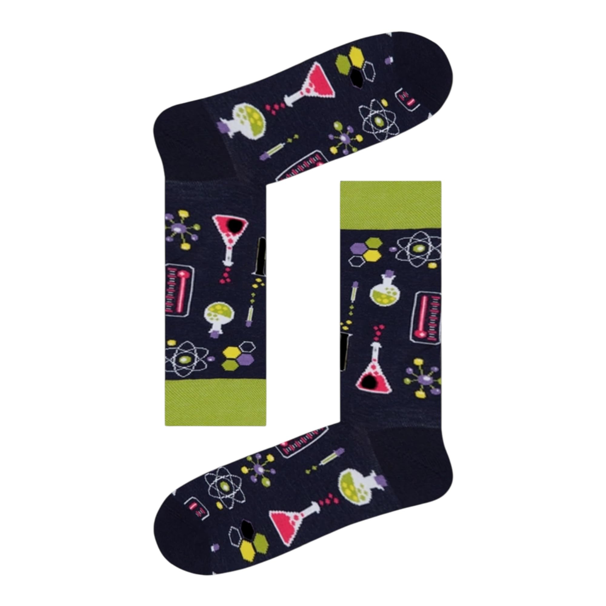 Socks Stars Unisex Multicoloured Science Lab Socks Funny Chemistry Beaker Scientist Gift Colourful Atomic Pattern Socks