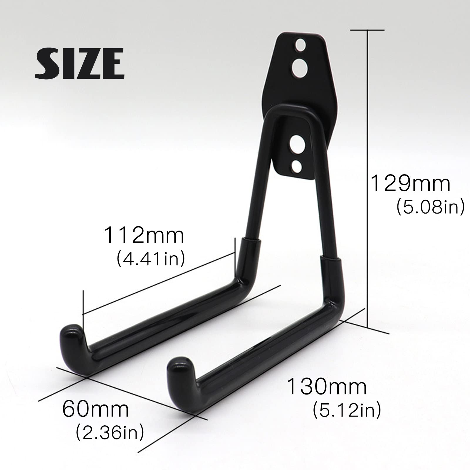 SHIBOHAN - Paquete de 2 ganchos de garaje de acero resistente, ganchos de almacenamiento para garaje, ganchos para colgar en la pared, ganchos de utilidad en forma de U, color negro