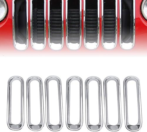 Kit de inserciones de rejilla frontal de malla frontal 7PCS Rejilla protectora para Wrangler JKJKU 2007-2015 (plata)