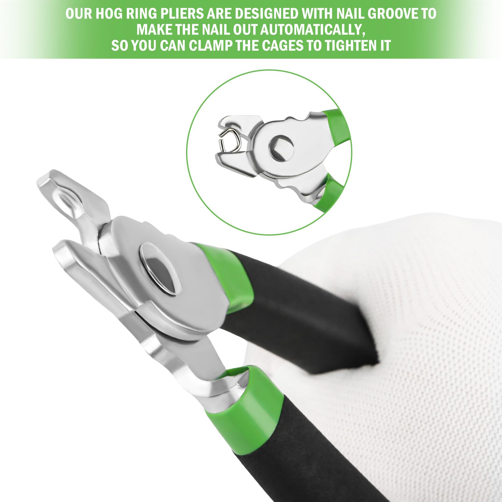 Hog Ring Zange Set - Mit 1200 C-Ringen & Handschuhen Für Polster, Zäune & Tierkäfige