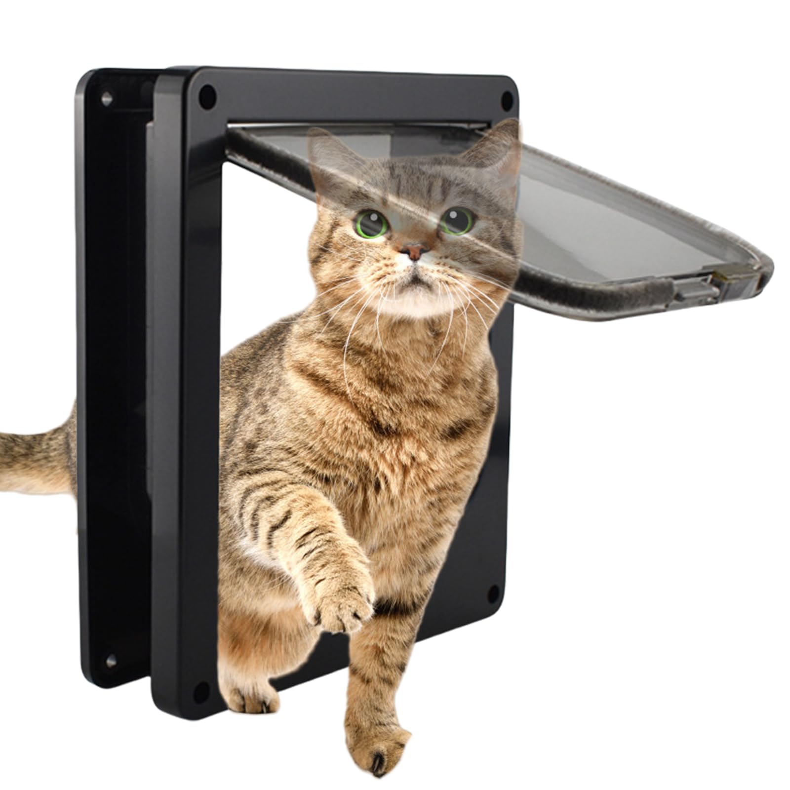 Puerta para Gato con Cierre Magnético,Puerta para Gatos,Gatera para Gatos,Puerta de Mascota,Puerta con Solapa para Gatos para Gatos Y Perros Pequeños(Negro)