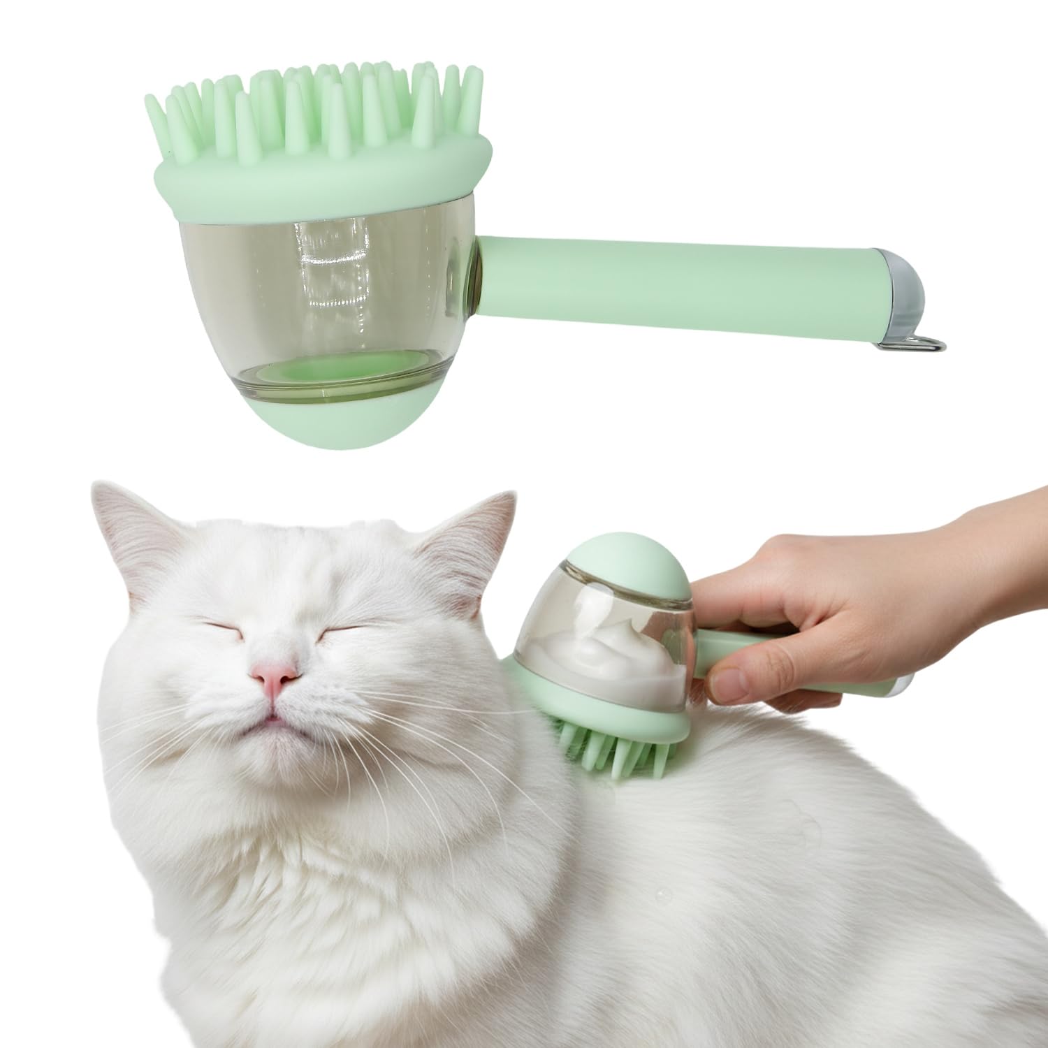 Cepillo de masaje para mascotas y limpiador de burbujas en silicona verde 7