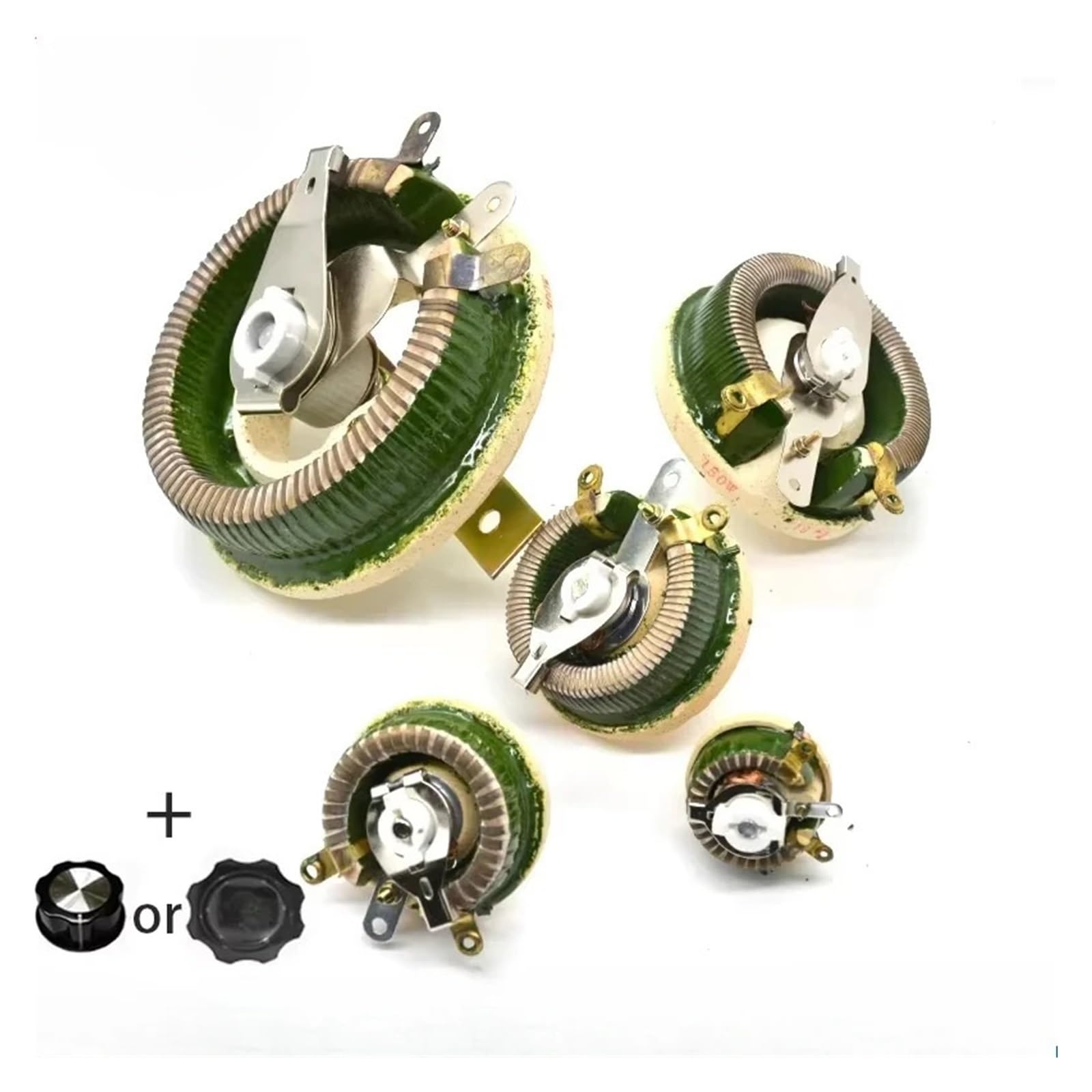 resistore regolabile con reostato ceramica BC1 Resistore a disco circolare 25W 50W 100W 200W 300W 3 5 100K Potenziometro regolabile Reostato a filo avvolto Rotary variabile(25W 500 Ohm 44X40mm)