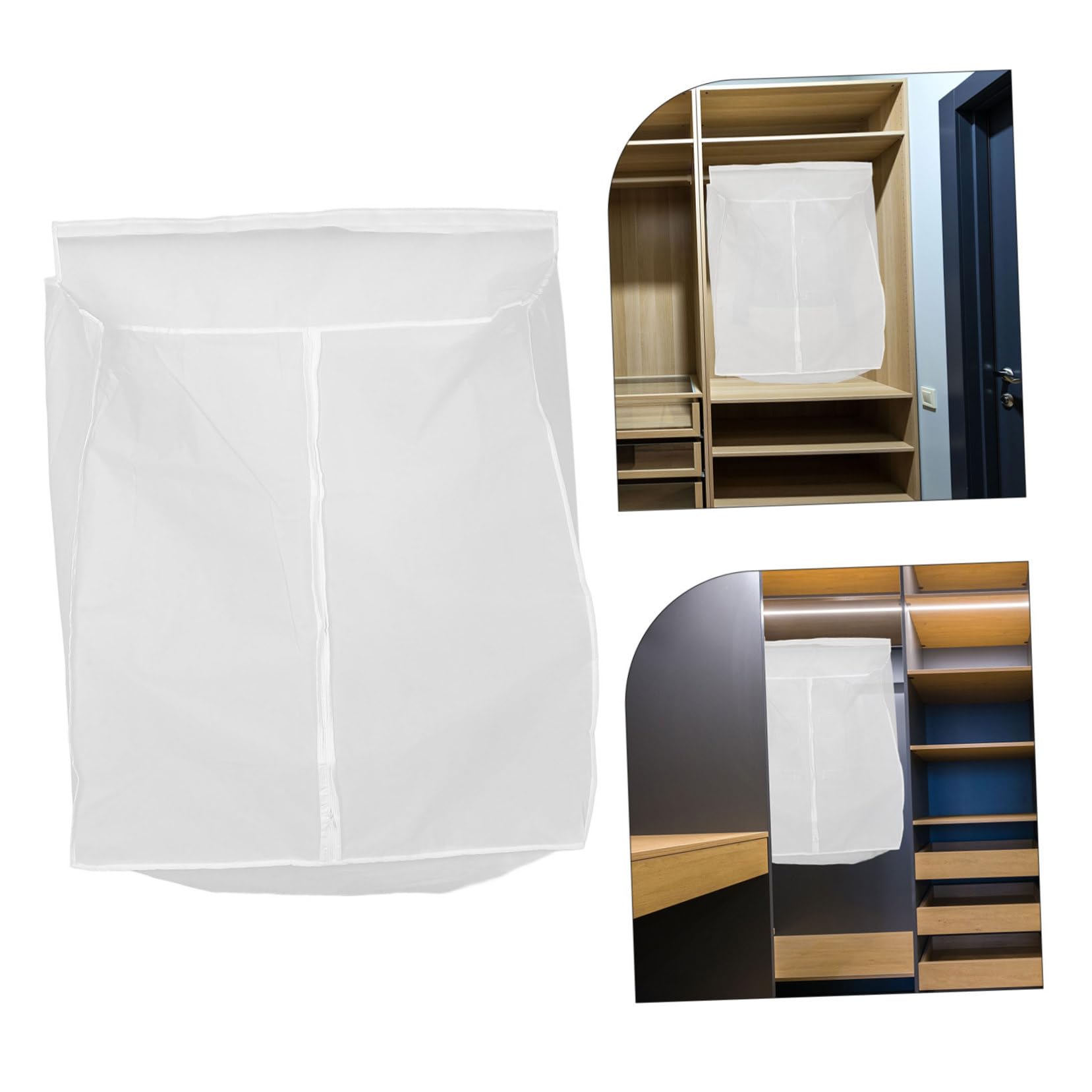 Amosfun Funda para Colgar Ropa de Peva de Color Claro, Protectora contra Polvo, Plegable y Resistente para Armario en Casa, Adecuada para Abrigos y Prendas Largas