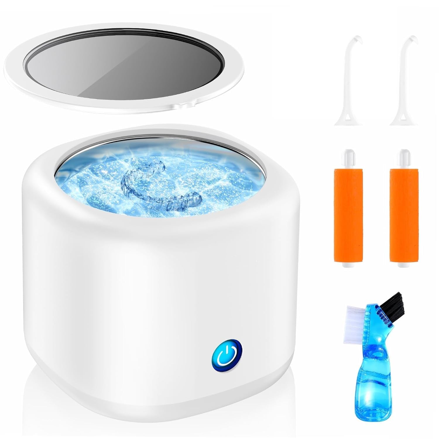 Ultrasonic Dental Cleaner for Retainer, Dentures, Invisalign, Mouth Guard, Whitening Trays, 43kHz 180ML Portable Ultrasonic Aligner Cleaner for Home and Travel Use