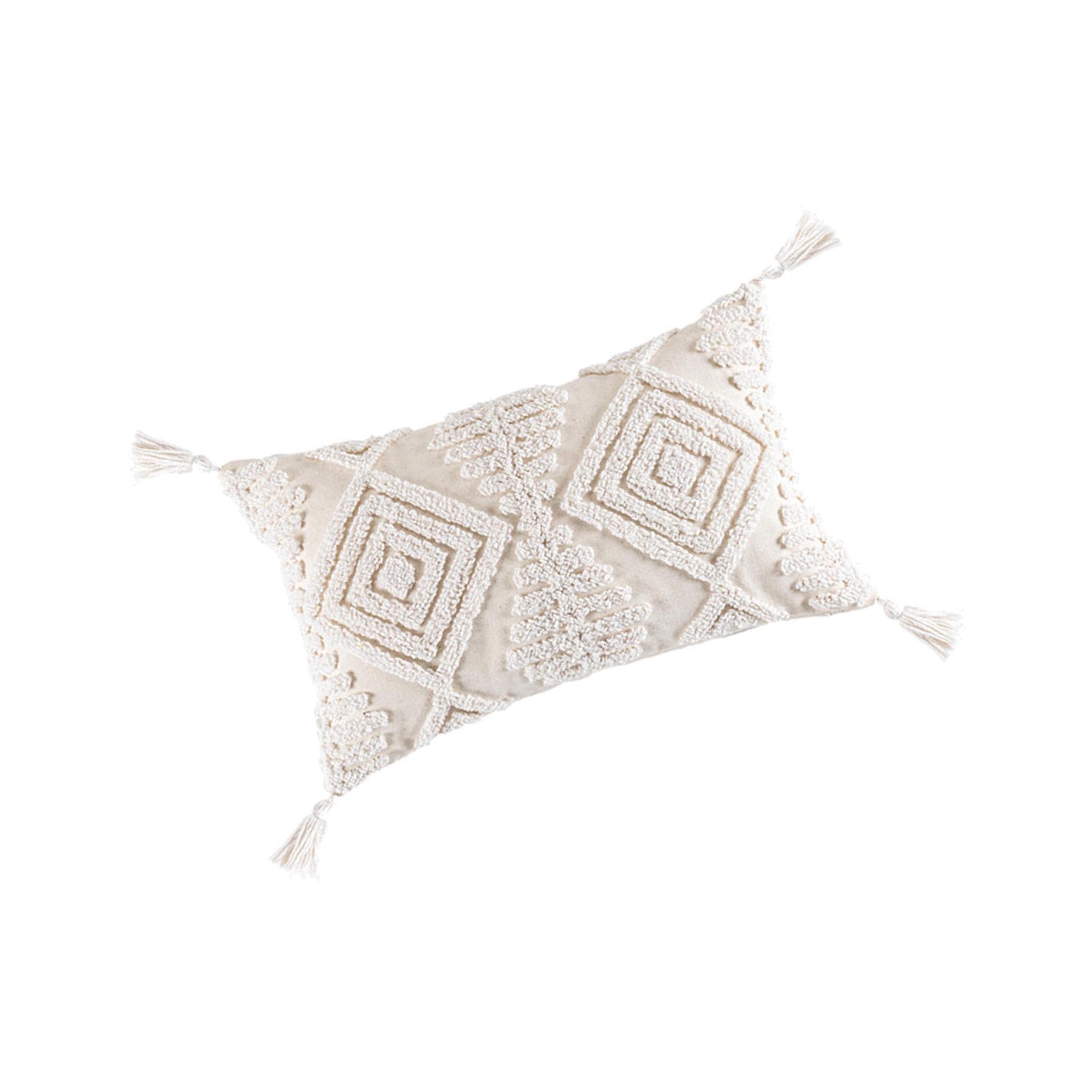 Zambuph Boho Farmhouse Throw Pillow Cover Tassels Woven Tufted Cushion Case for Bed Soft and Cozy Decorative Lumbar, 30x50 B