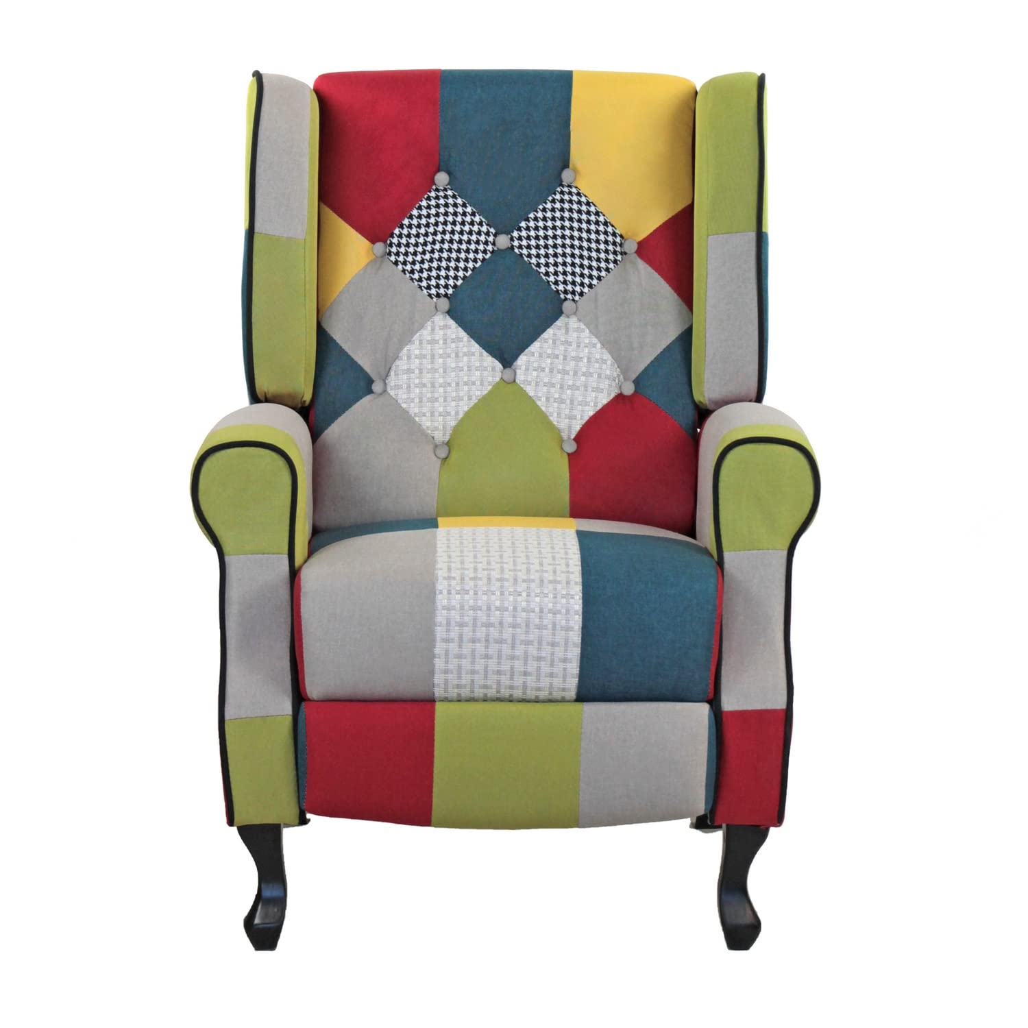 Brigros WeHome - Poltrona Relax Reclinabile Con Seduta Ergonomica In Tessuto, Poltrona Letto, Schienale Regolabile, Poltrona Reclinabile Per Arredo Salotto, Soggiorno e Ufficio (Patchwork, Patchwork)