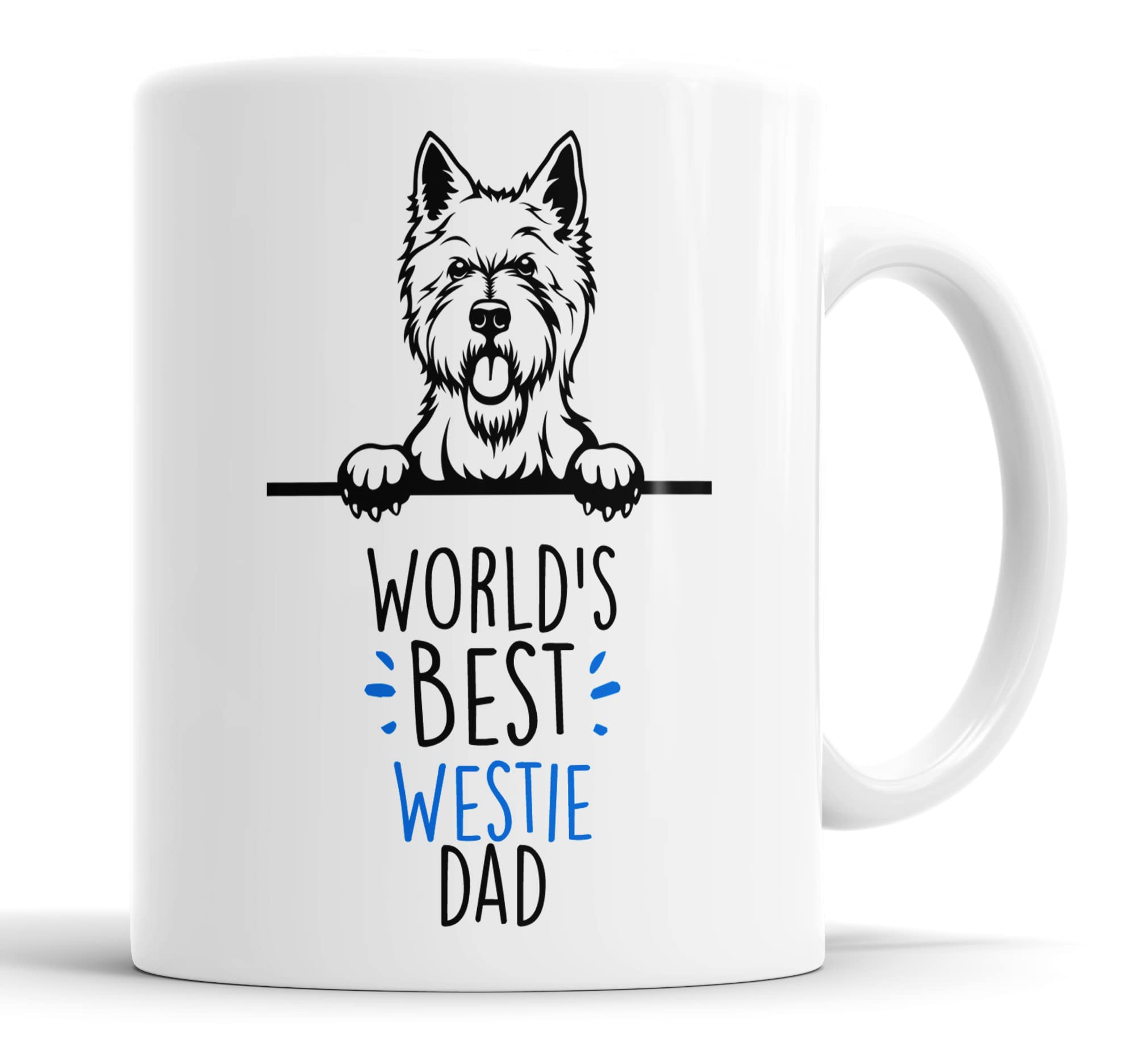 Faithful Prints Westie World's Best Dad Mug Dog Dad West Highland Terrier Dad Cup Friend Funny Gift for Birthday Christmas, Westie Mug