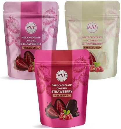 Bitter, S tl  Ve Beyaz  ikolata Kapl  Freeze Dried B t n  ilek Draje 80g 3 l  Set 3X80G