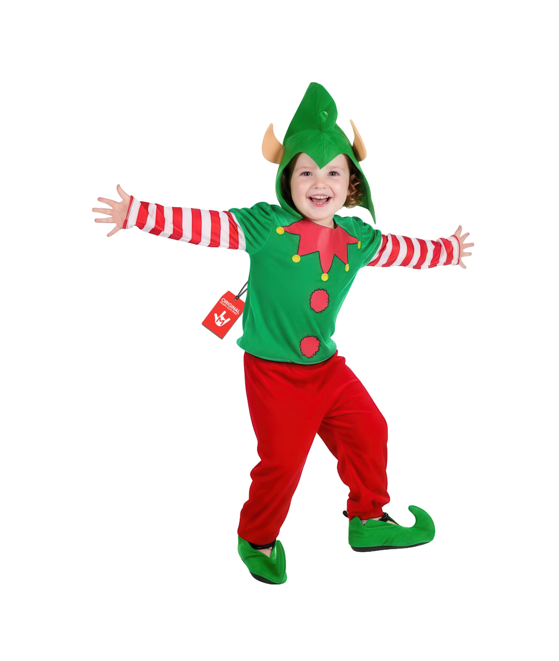 Disfraz De Elfo Navideño Para Niña | Traje Verde Y Rojo Con Cinturón, Gorro Y Medias | Ideal Para Fiestas Y Teatro