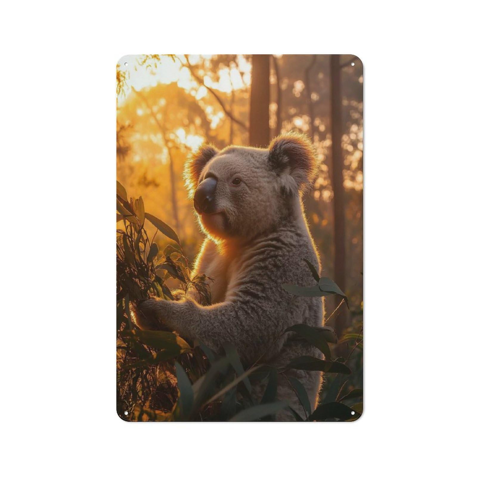 Junmoney Style-17 Industrial Koala In Golden Sunlight Retro Metal Sign 30X20cm, Shed Wall Plaque For Garage, Workshop, Shed Or Utility Room