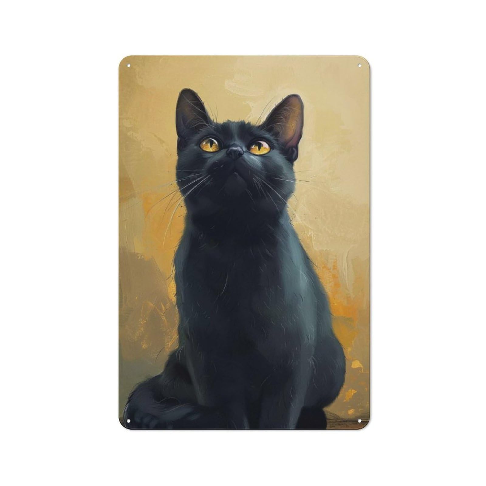 Junmoney Black Cat Portrait Tin Wall Plaque 30X20cm With For Guest Room Or Hallway, For Metal Sign Collectors, For Garage And Workshop Walls