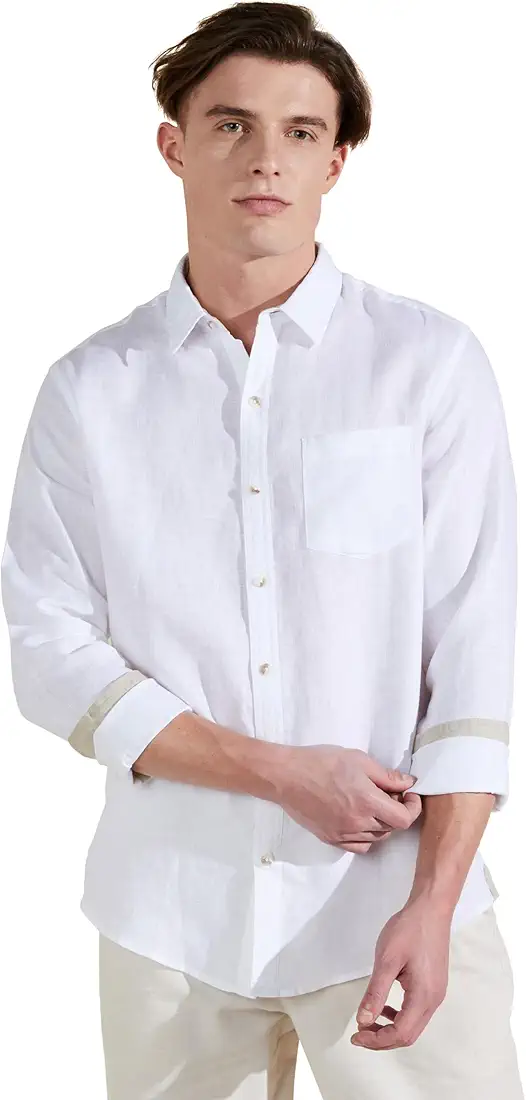 Symbol Premium Men's Pure Linen Solid Casual Shirt: Regular Fit