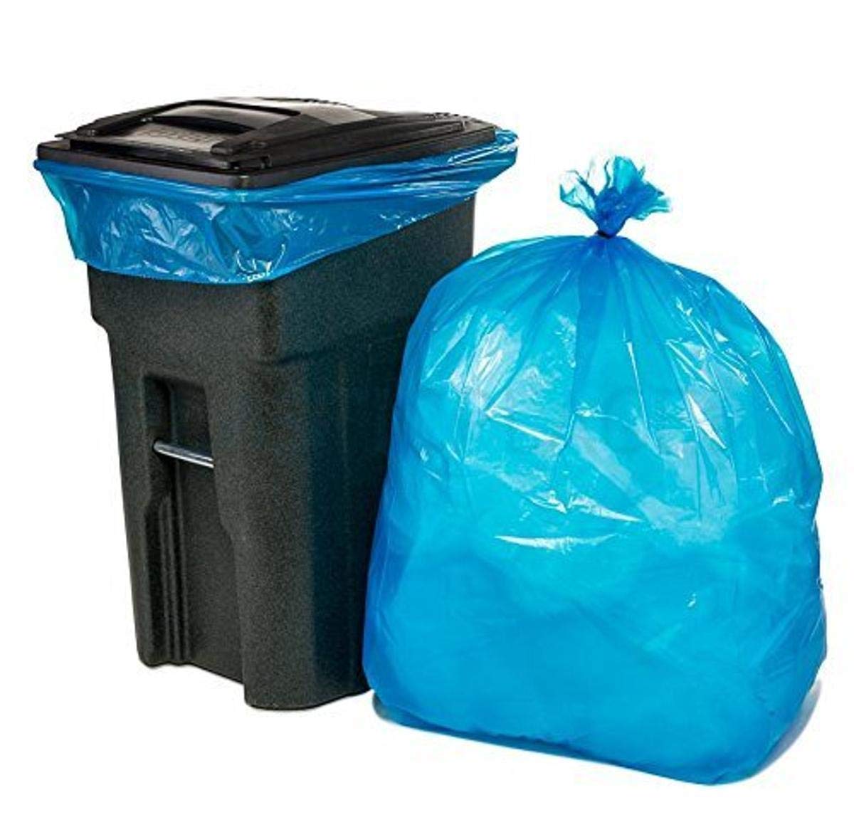 Plasticplace 65 Gallon Recycling Trash Bags │1.5 Mil │ Blue Heavy Duty Garbage Can Liners │ 50” x 48” (50 Count)