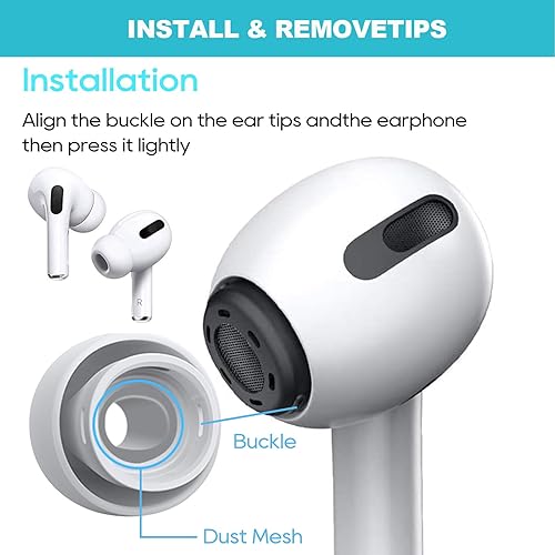 Miniatura 7 de W&Y 3 pares de almohadillas de repuesto para AirPods Pro y 2 generación, audífonos de silicona con reducción de ruido con protección contra el