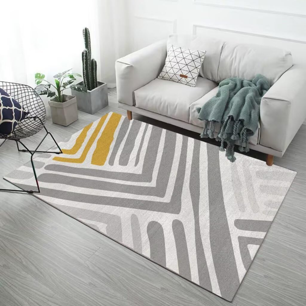 Tapis de salon lavable antidérapant gris 120 x 160 pour chambre et couloir