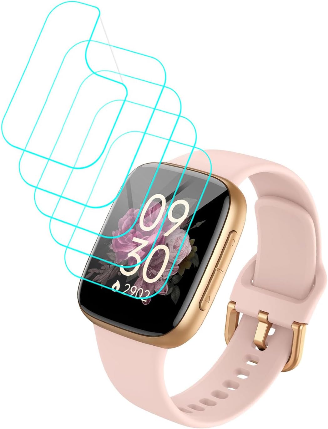 for Tensky Smart Watch GTX20 Screen Protector [5 Pack] HD Clear Soft PET Film [Anti-Fingerprint][Anti-Scratch][Bubble Free] Compatible for antfit ENOMIR Fitpolo Gydom Quican GTX20 Smartwatch