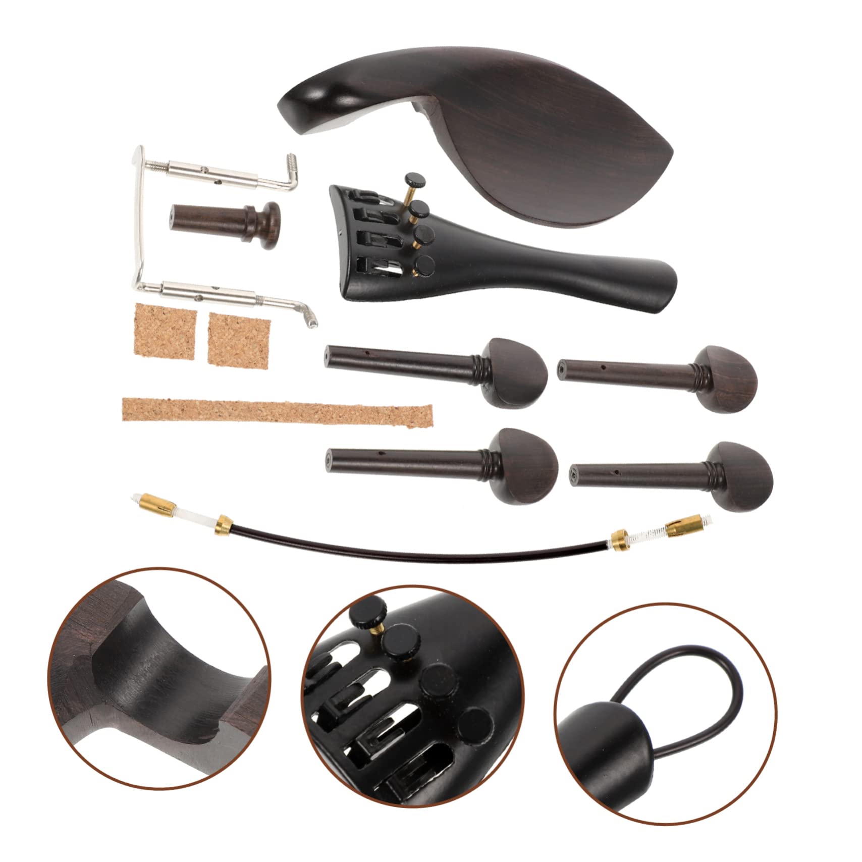 ERINGOGO 2 Sets Violin Ebony Violin Bridge Violin Shoulder Rest 1/2 Size Full Size Violin Pitch for Singers Violin Tailpiece with Fine Tuners Fiddle Repair Kit Major Aluminum Alloy