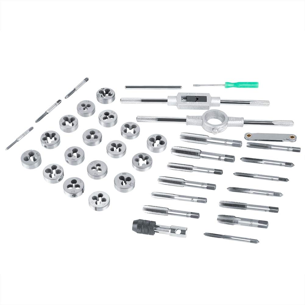 Set Maschi E Filiere, 40 Pezzi Set Maschi Per Filettare In Acciaio M3-M12, Rubinetto Metrico Tap Wrench e Die Pro con Chiavi e Strumenti a Mano per Impieghi Gravosi