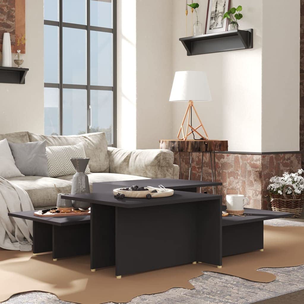 Set di 2 tavolini da salotto moderni, 111,5 x 50 x 33 cm, in legno, con 2 ripiani, per soggiorno e ufficio, stabili e facili da pulire