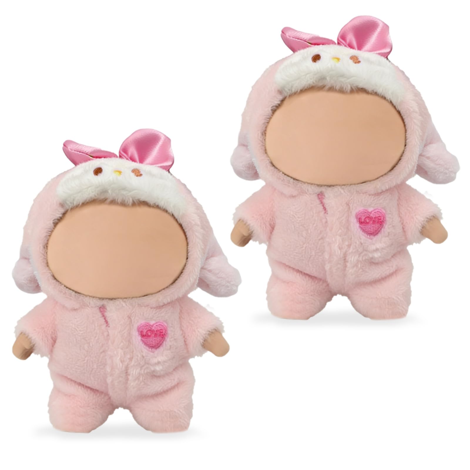 GYIOFAI 2 Pcs Doll Clothes Compatible for 17cm Dolls, Pink Plush Doll Clothes, Doll Outfit Accessories Sets