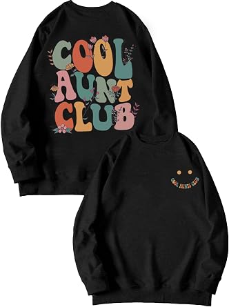 Tewmeu Auntie Sweatshirt Women Oversize Cool Aunts Club Sweatshirt Aunt Gifts Shirt Long Sleeve Pullover Tops