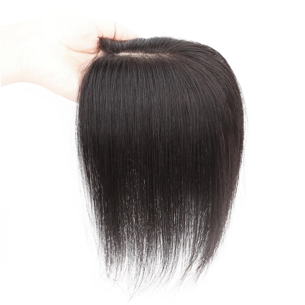 2.8×3.5inch Black Swan Base Straight Real Hair Wiglet Hairpiece (can Be Parted Freely) for Women Thin Hair (Mocha,25cm)