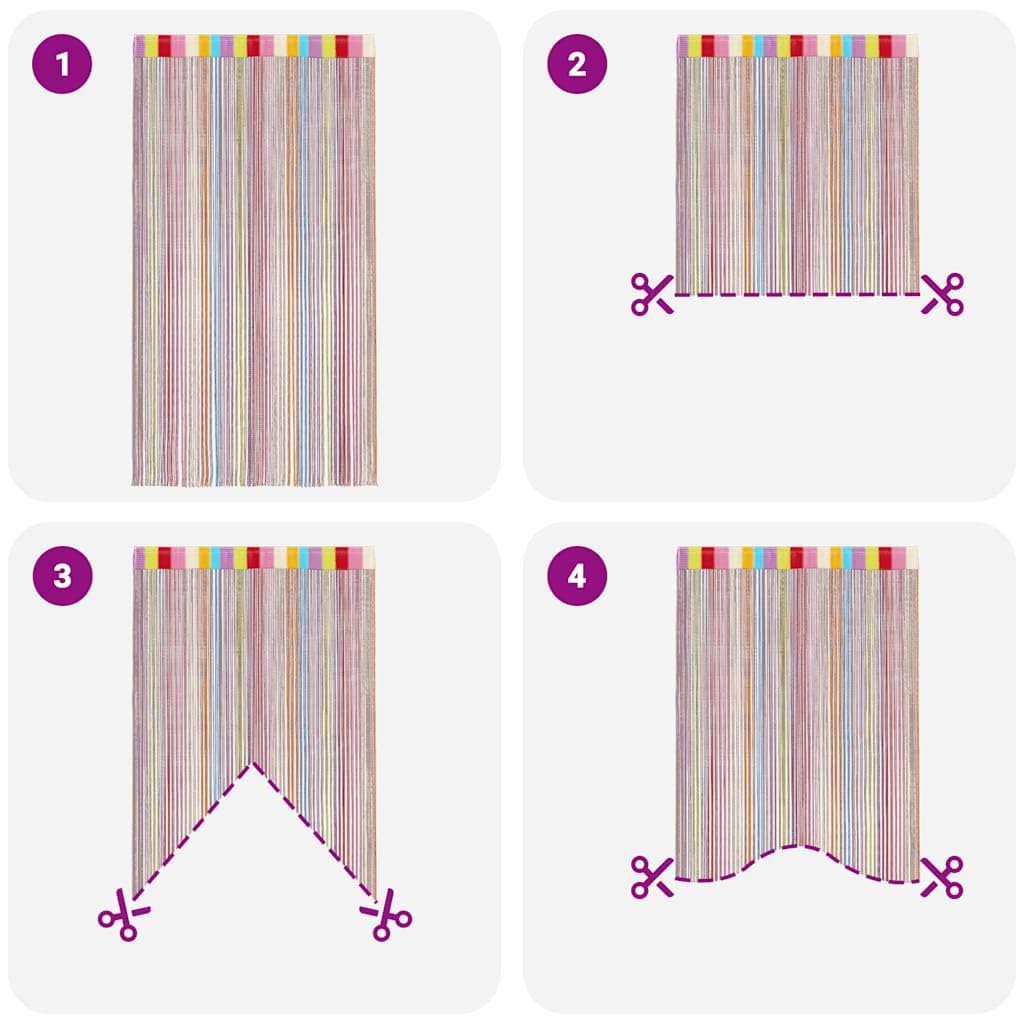 Generico Tende a Filo 2 pz Multicolore 100x250 cm,Multicolore,0.56kg,4102037