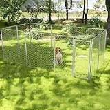 FIVMEN Outdoor Hundezwinger 400x200x150 cm Groß Hundekäfig Hundehütte Hundehaus Verzinkter Stahl mit Abschließbarer Tür Hundezaun Hundeauslauf Draußen