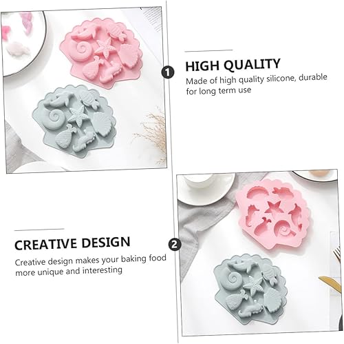 Miniatura 3 de Abaodam Molde de silicona oceánico para cubitos de hielo, moldes de silicona para hornear, cupcakes, galletas de fiesta, tema marino, fondant,