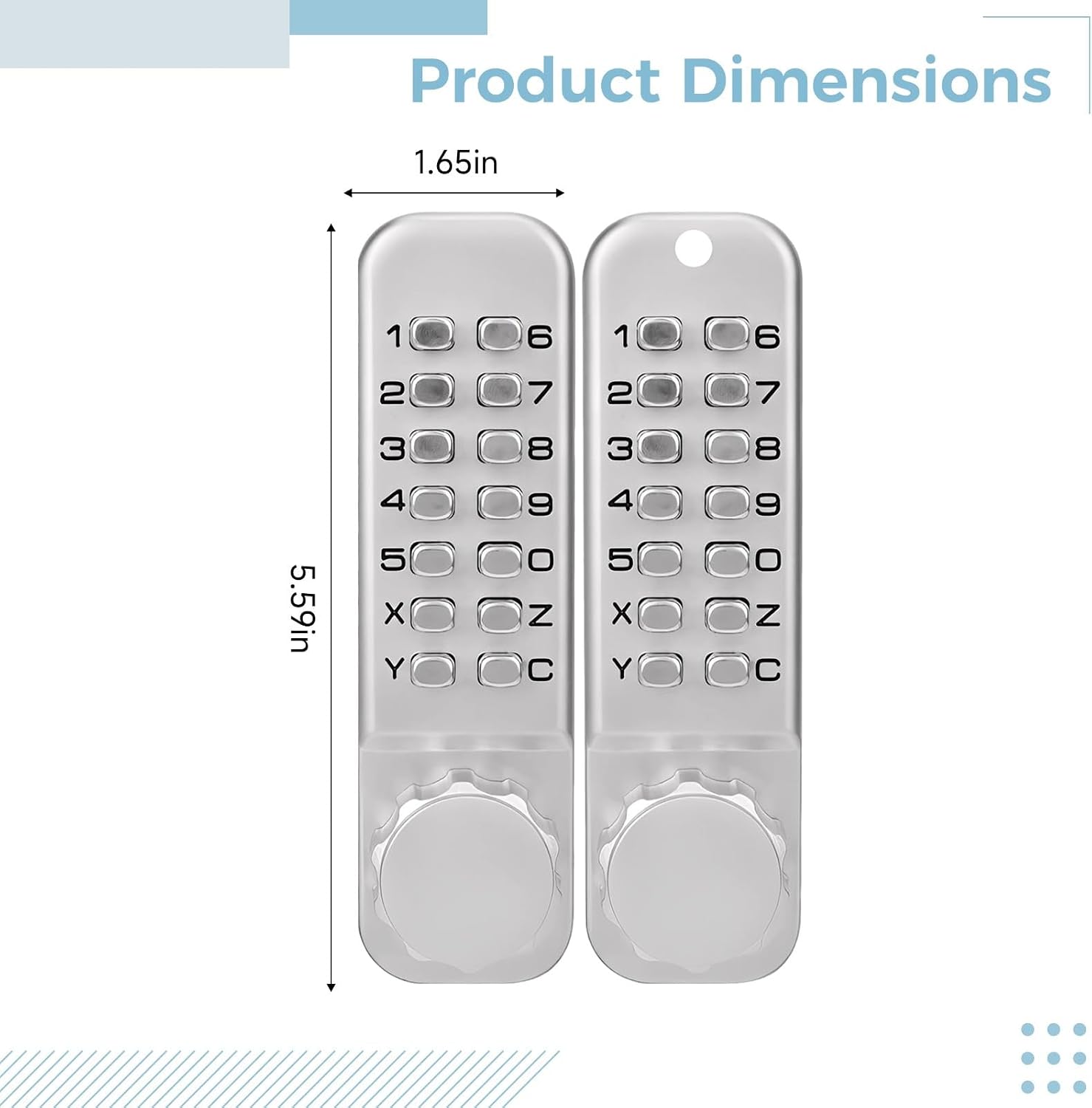 Generic Mechanical Keypad Door Lock, Silver, Keyless Zinc Alloy, Double-Sided 14-Keypad, for Iron Gate