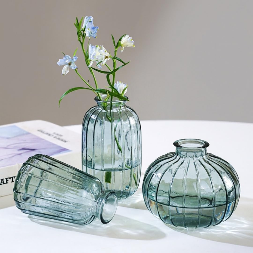 MEETOZ Glass Bud Vase Set of 3- Small Vases for Flowers Home Table Flower Decor, for Office or Wedding Events - Image 4