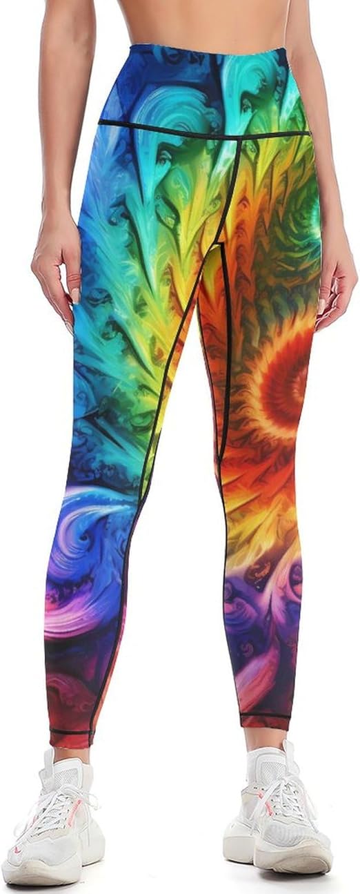 Colorful Tie Dye Workout Leggings for Women High Waisted