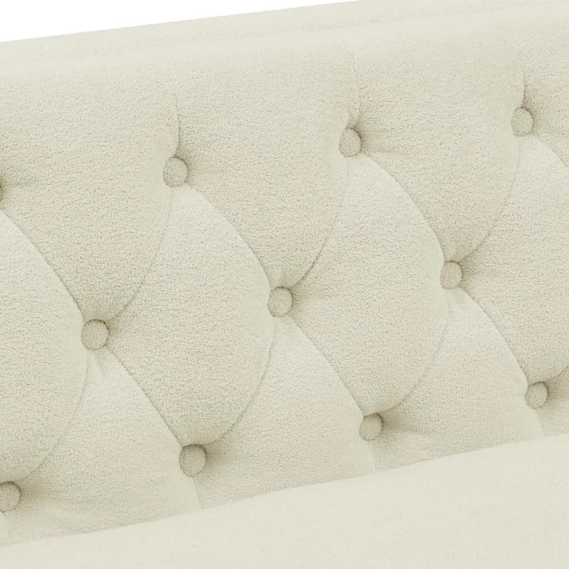 Image of Devonaire Modern Tufted Design Sofa 3 Seater | Loveseat with Armrest, Metal Legs - Beige Living Room Sofa