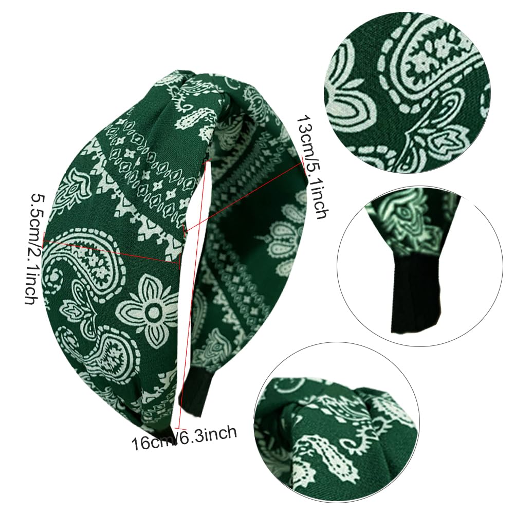 3Pcs Wide Headband French Bow Knot Hair Hoop Fabric Non-Slip Headwear Elastic Twist Hair Accessories Alice Hair Bands for Women (14ACashew) - Image 2