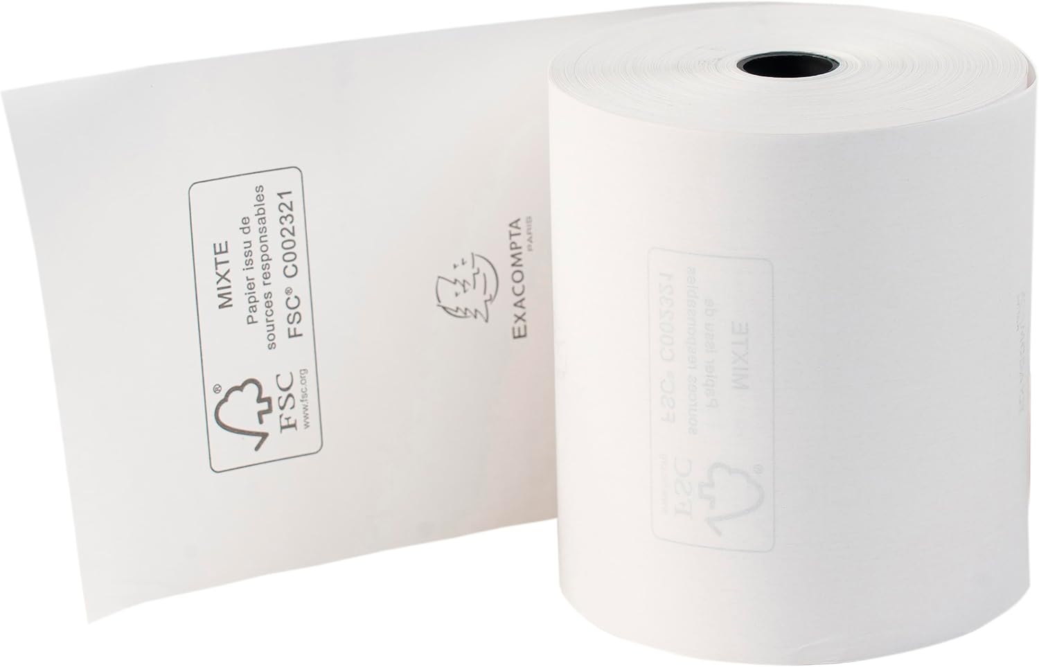 Exacompta - Ref 43821E - Box of 48 Rolls for Receipts - Width 80 mm x Diameter 70 mm - Mandrel 12 mm - 1 Thermal ply 48 g/m² BpA Free - Yardage (+ or - 2m): 72 m - White