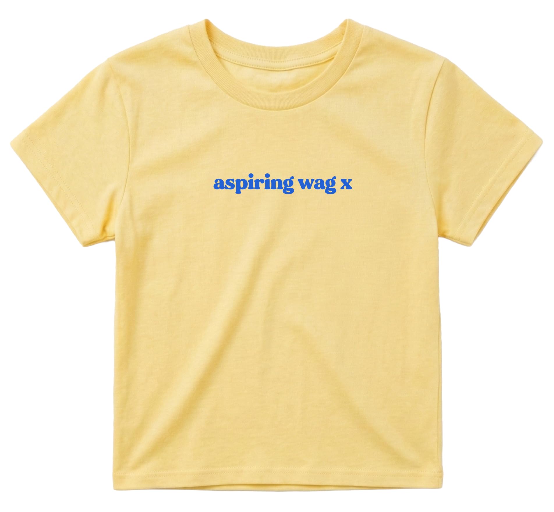 Sanfran Clothing Aspiring Wag Baby Tee T-Shirt Top World Football Shirt England Scotland Country Team 2026 Soccer Womens Flag Varsity Shirt Yellow Haze (Blue Text) - XS โ image 1